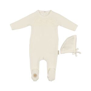 Mon Tresor Girls  Look Of Lace Footie & Hat Set, White
